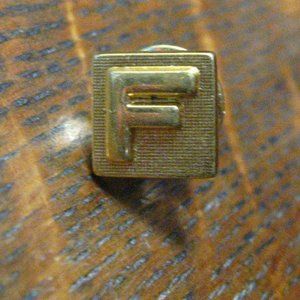 🛍 Monet Letter "F" Vintage 1980's Tie Tack Lapel Pin